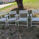 Set of 4 folding wooden garden chairs