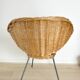 Fauteuil corbeille en rotin pieds métal