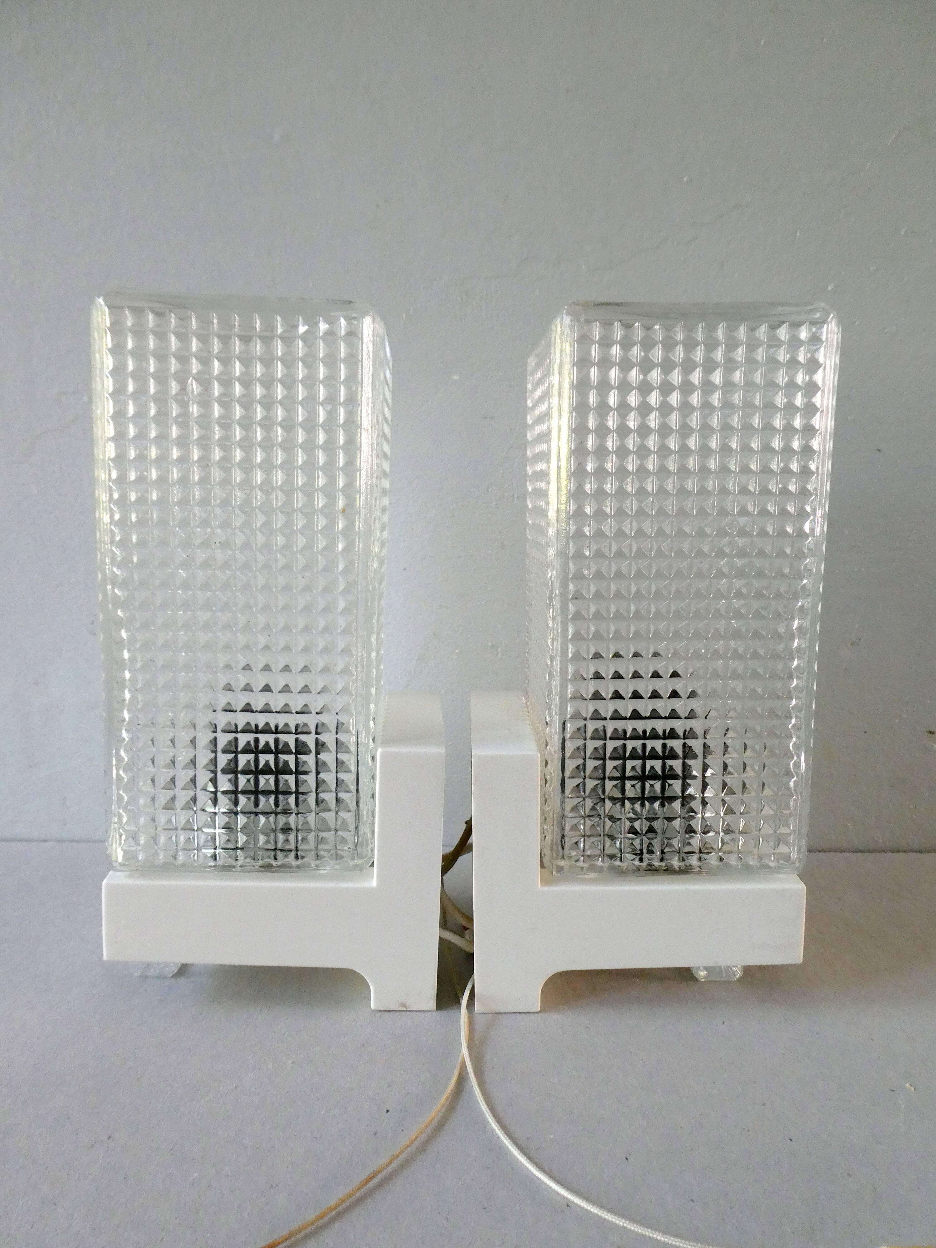 Pair of zipper wall lamps, made of glass 70