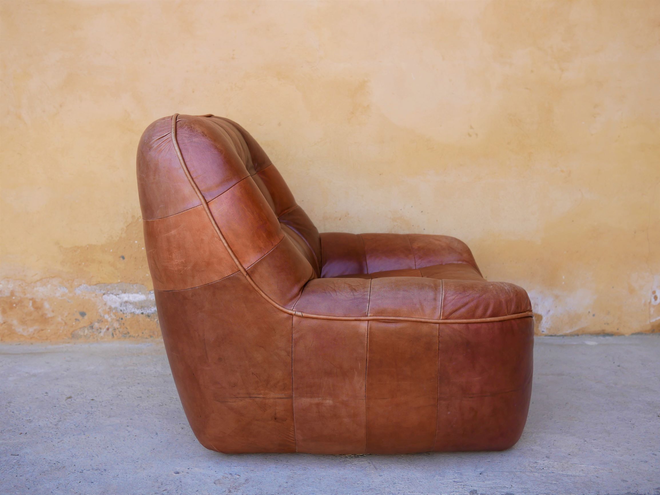 Brown vintage leather armchair