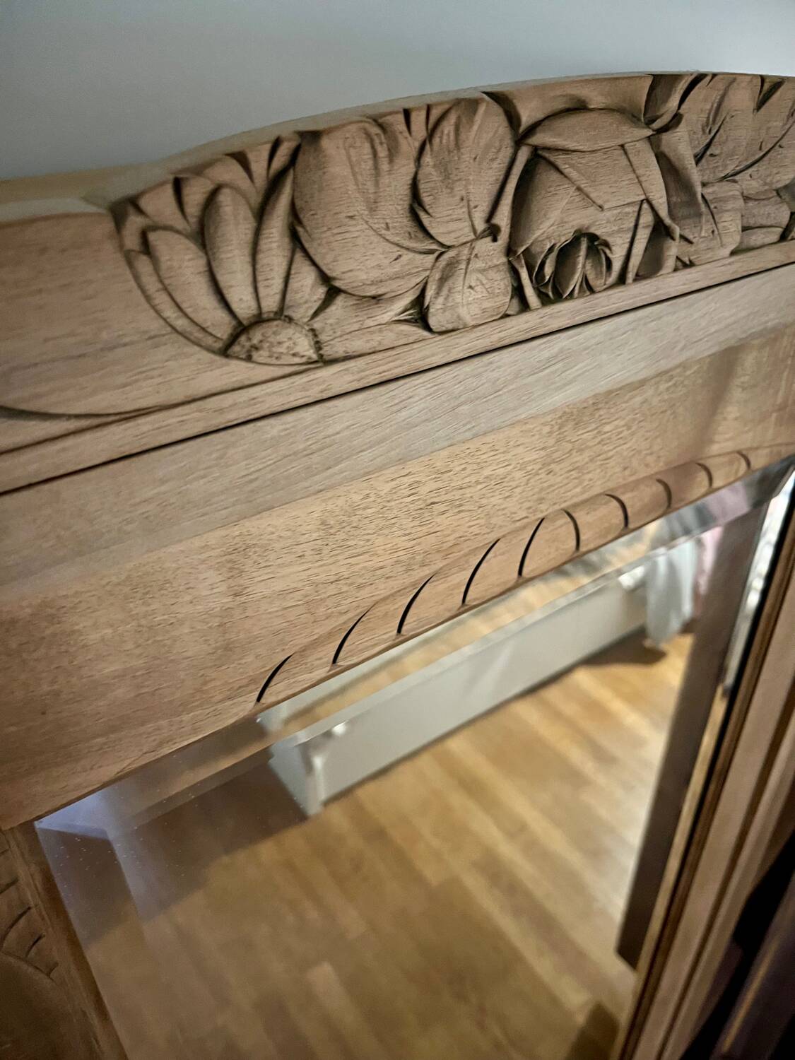 Vintage Art Deco wardrobe in raw wood