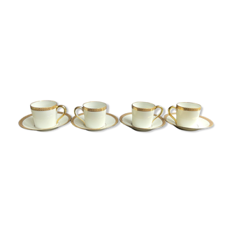 4 tasses à moka et leur soucoupe en porcelaine de Limoges