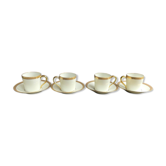 4 Moka Cups and their saucer – Limoges Porcelain