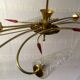Lustre 8 brass lights and blown glass - 60s