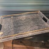 Crumpled plexiglass top and brass