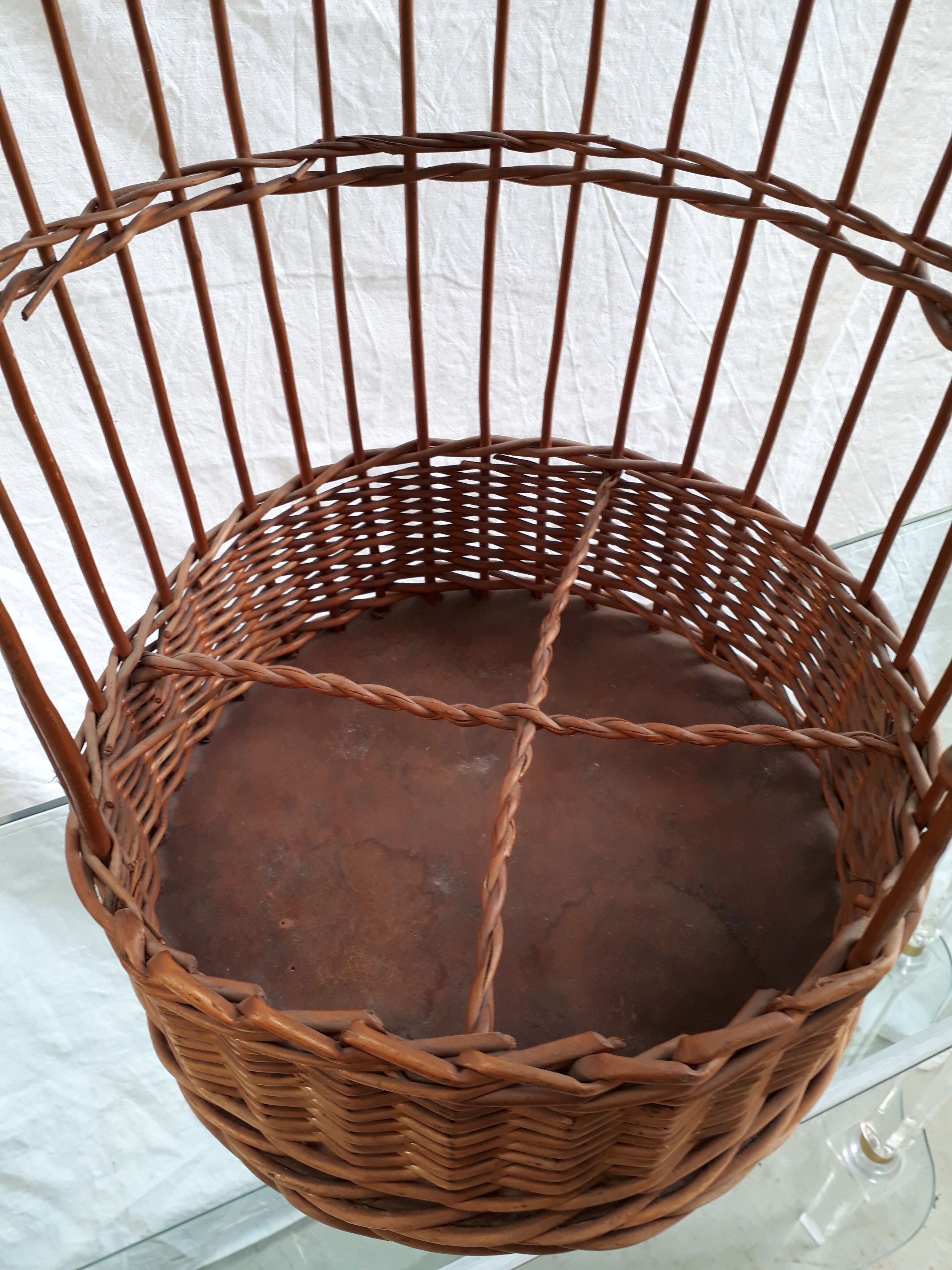 Bottle holder, mini bar, vintage wicker