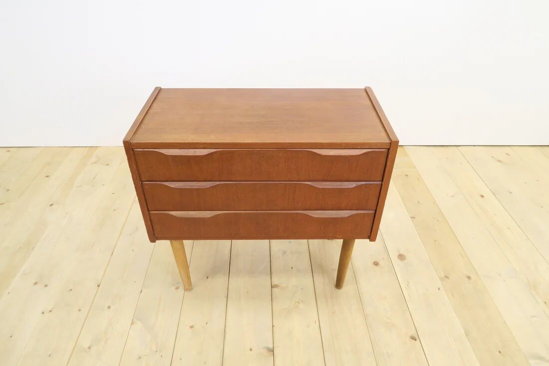 Table de chevet en teck avec trois tiroirs, années 1960