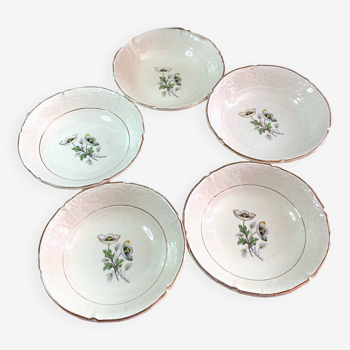 5 Céranord Saint AMAND porcelain dessert bowls