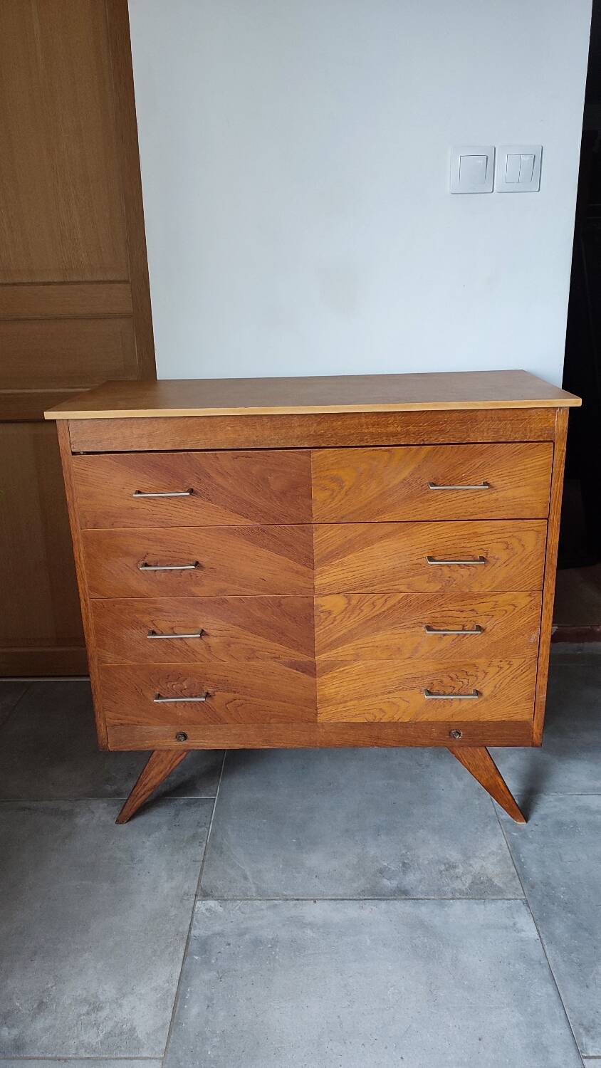 Vintage chest of drawers with compass feet