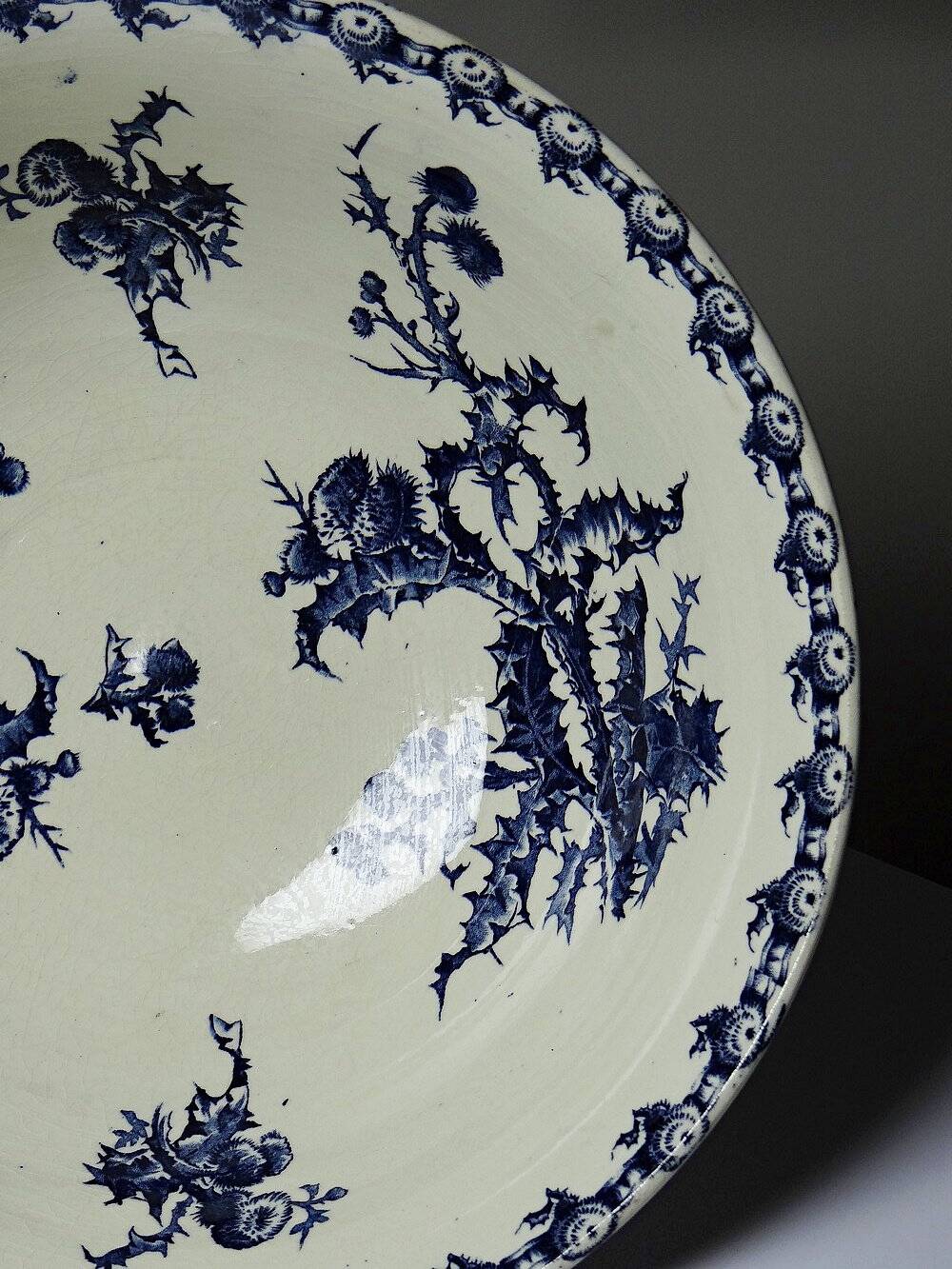 Antique cup 1890-1910 opaque porcelain ironstone Gien Chardons model