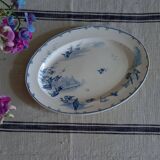 Plat ovale GIEN «Vol d’oiseaux». Vaisselle 1900 Art Nouveau.