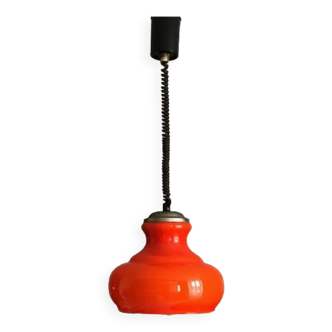 Vintage rolly lamp in orange glass to hang