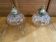 Pair of Vintage Suspension Lights with Iridescent Moulded Glass + Gold Metal