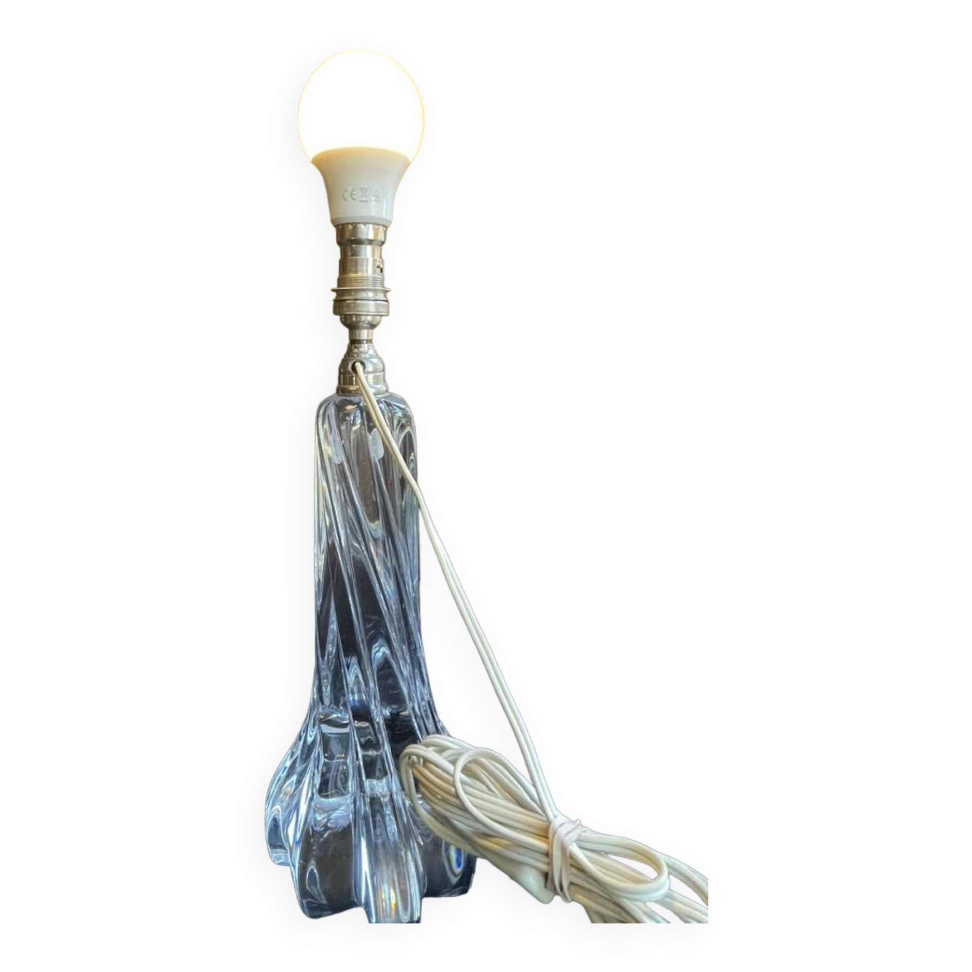 Large crystal lamp base stamped Baccarat