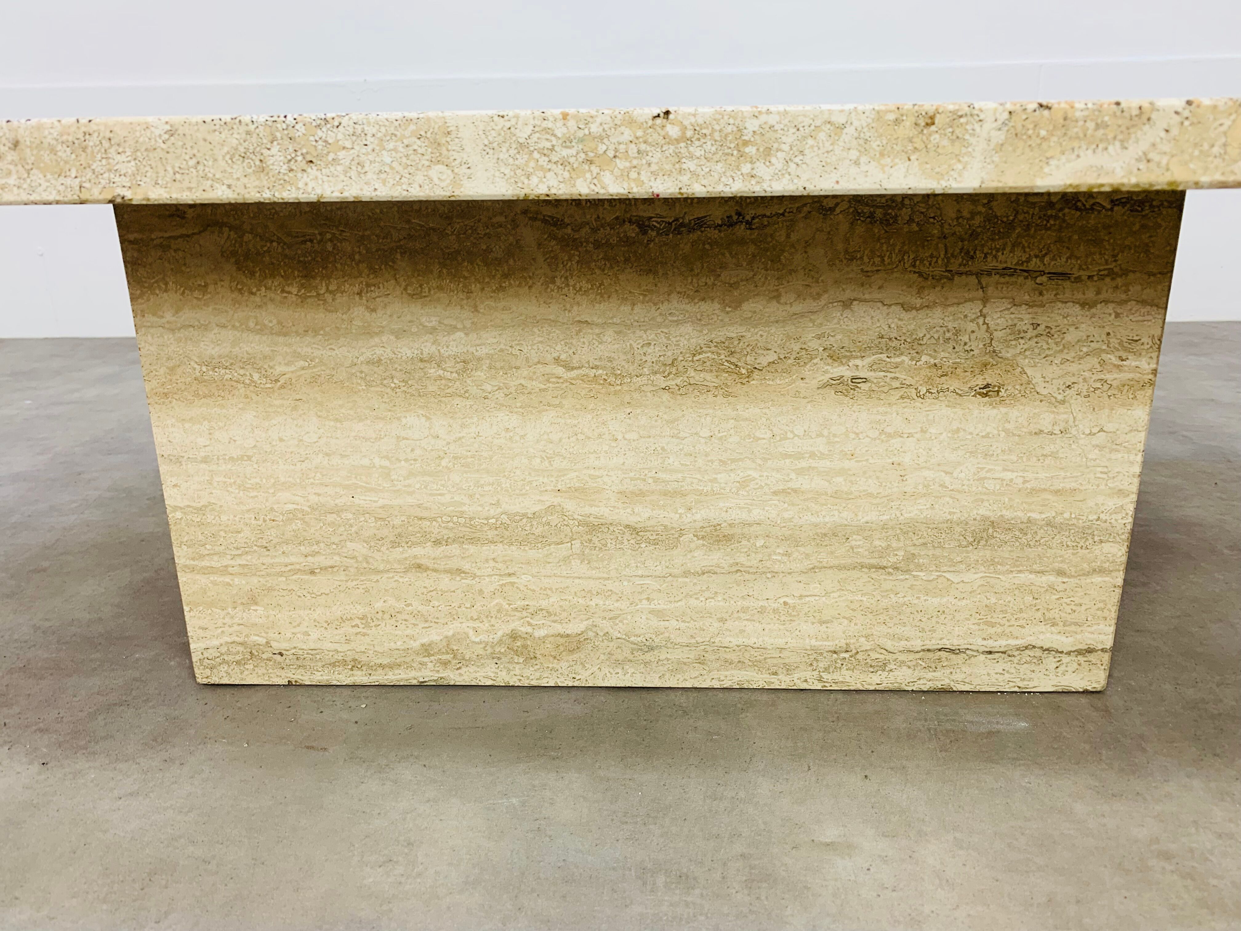 Rectangular travertine coffee table