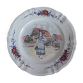 Round serving plate 2 Obernai Faïence Sarreguemines diameter 31.5 cm