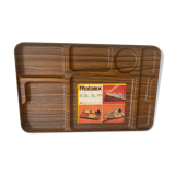 Meal tray dressx wood household with vintage compartments 1970