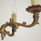 Vintage french bronze ornate detail 5 light chandelier