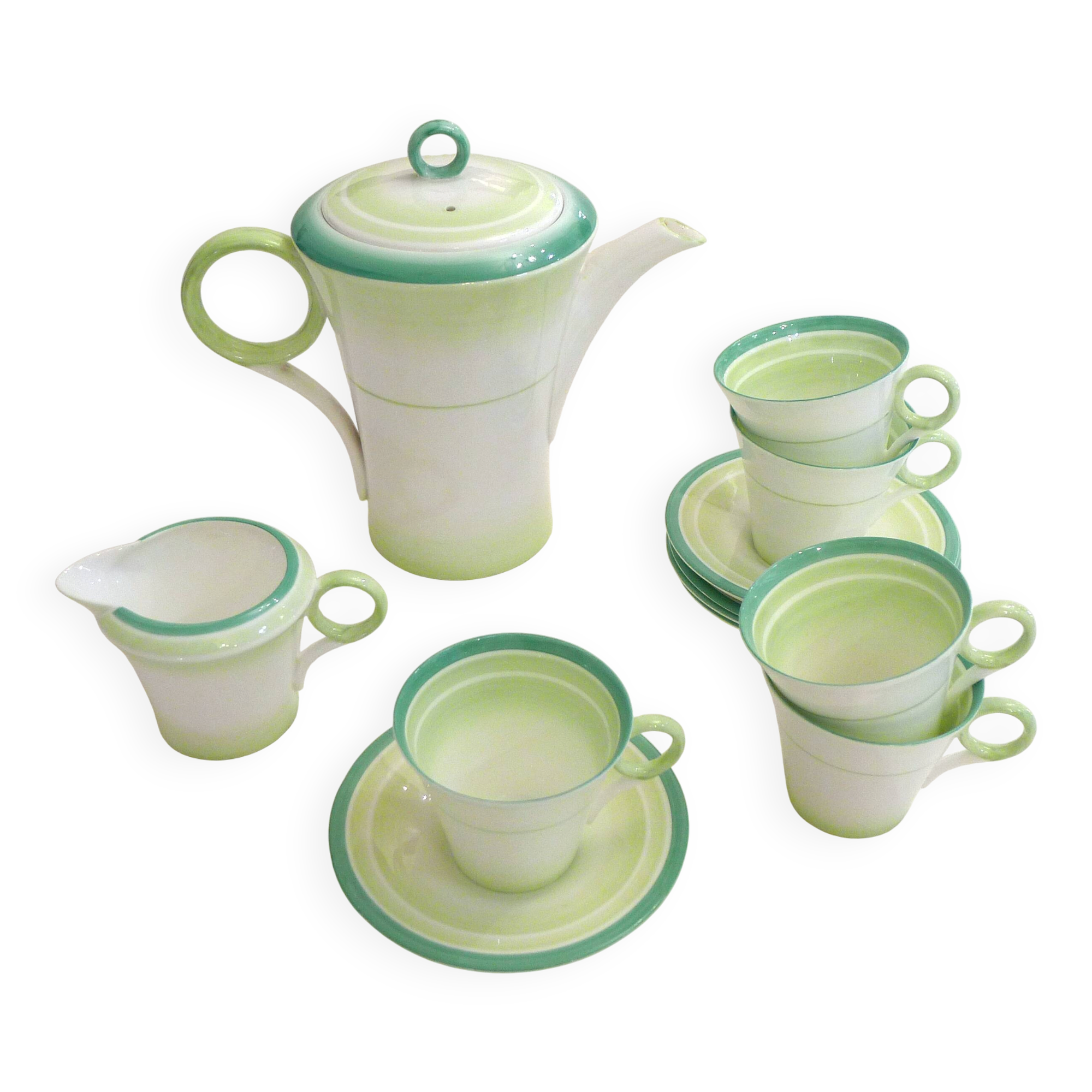 Art Deco English coffee service in porcelain from the 1930s.