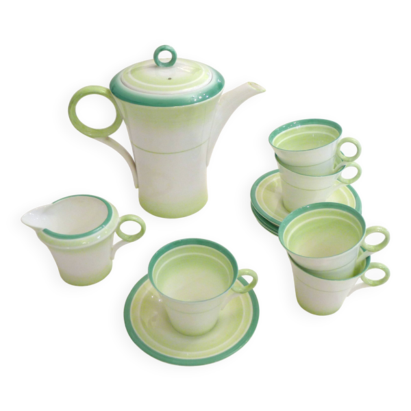 Service à café Art Déco anglais en porcelaine 1930'