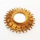 Vintage 1970's gilt sunburst mirror - vintage gilt sunburst convex mirror