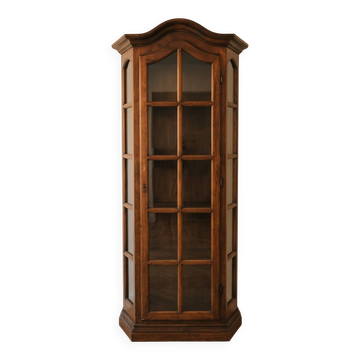 Antique display cabinet in rustic style made of solid wood.