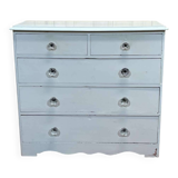 Commode anglaise peinte en sapin avec ses boutons en verre, XIXème