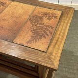 Set of 3 teak nesting tables with tiled top from the 70s