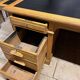 Large Desk "Banque De France" Oak and Leather Box Dish