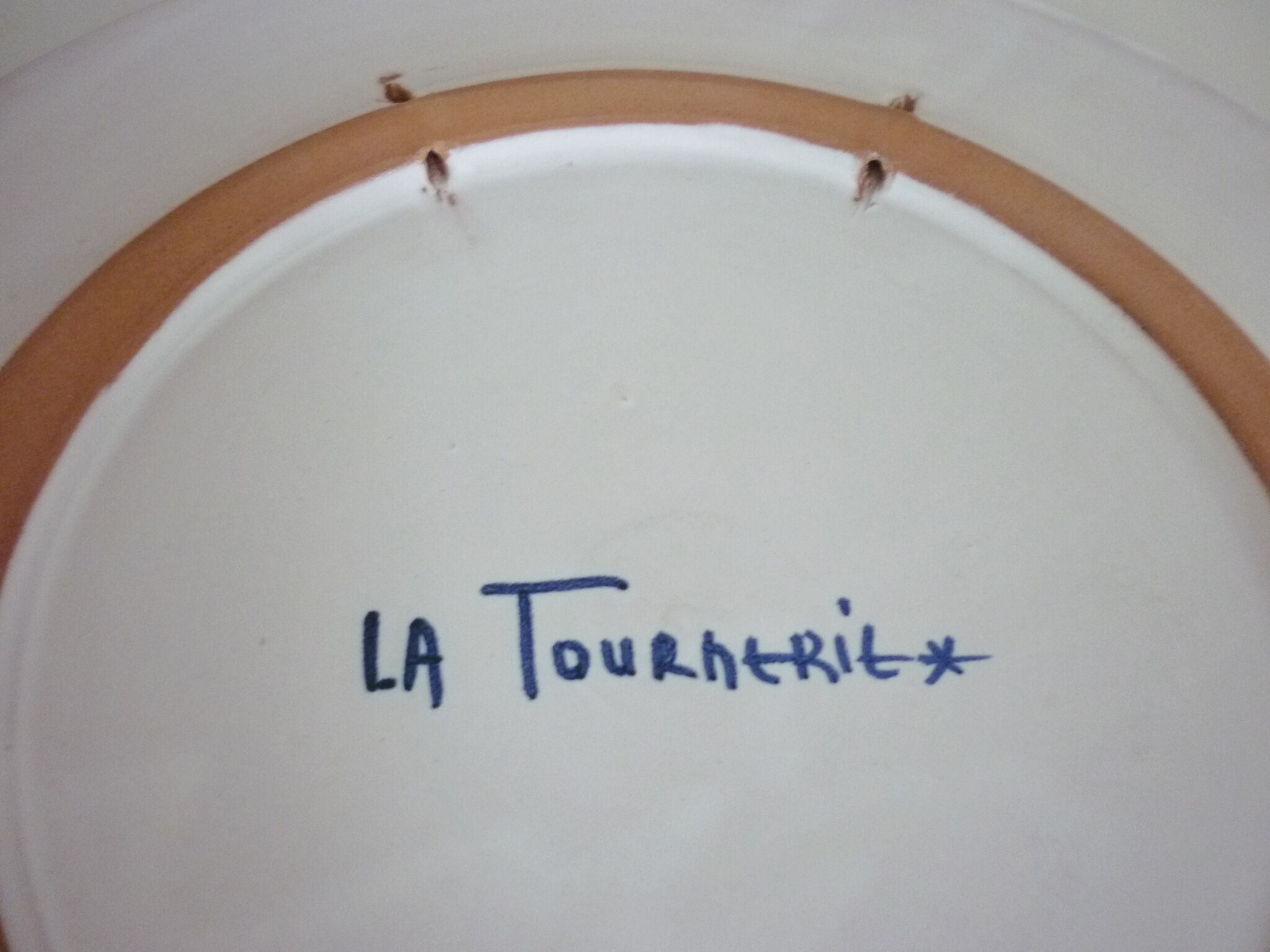 Enameled ceramic art plate, signed La Tournerie, 1960s/1970s