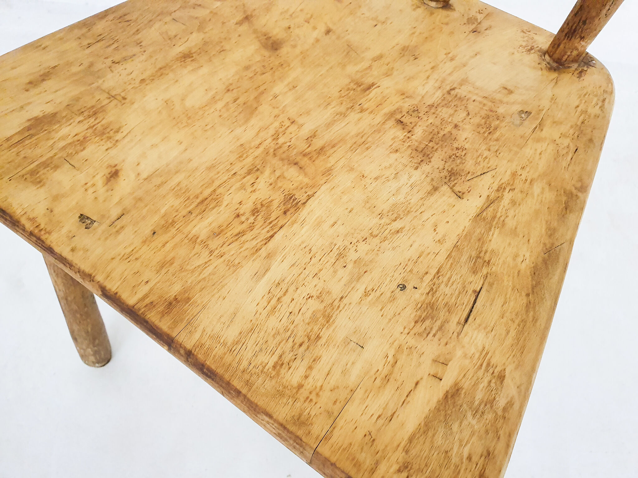 Scandinavian birchwood spindle back chair in the style of Ingvar Hildingson, Sweden 1950's