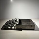 "Ultima15" set of 2 brutalist ashtrays, cast aluminum, ca 1970