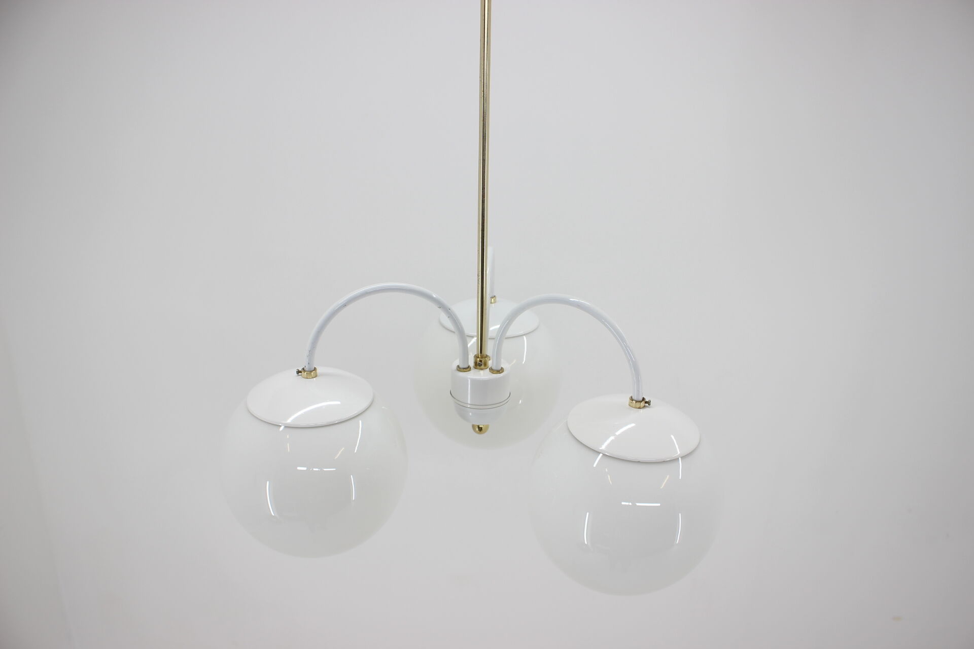 Mid-century white chandelier, Kamenický Šenov, 1970´s.