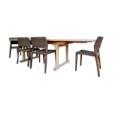Set Unopiu teak table and 4 chairs eden synthetic fiber waprolace handmade weave