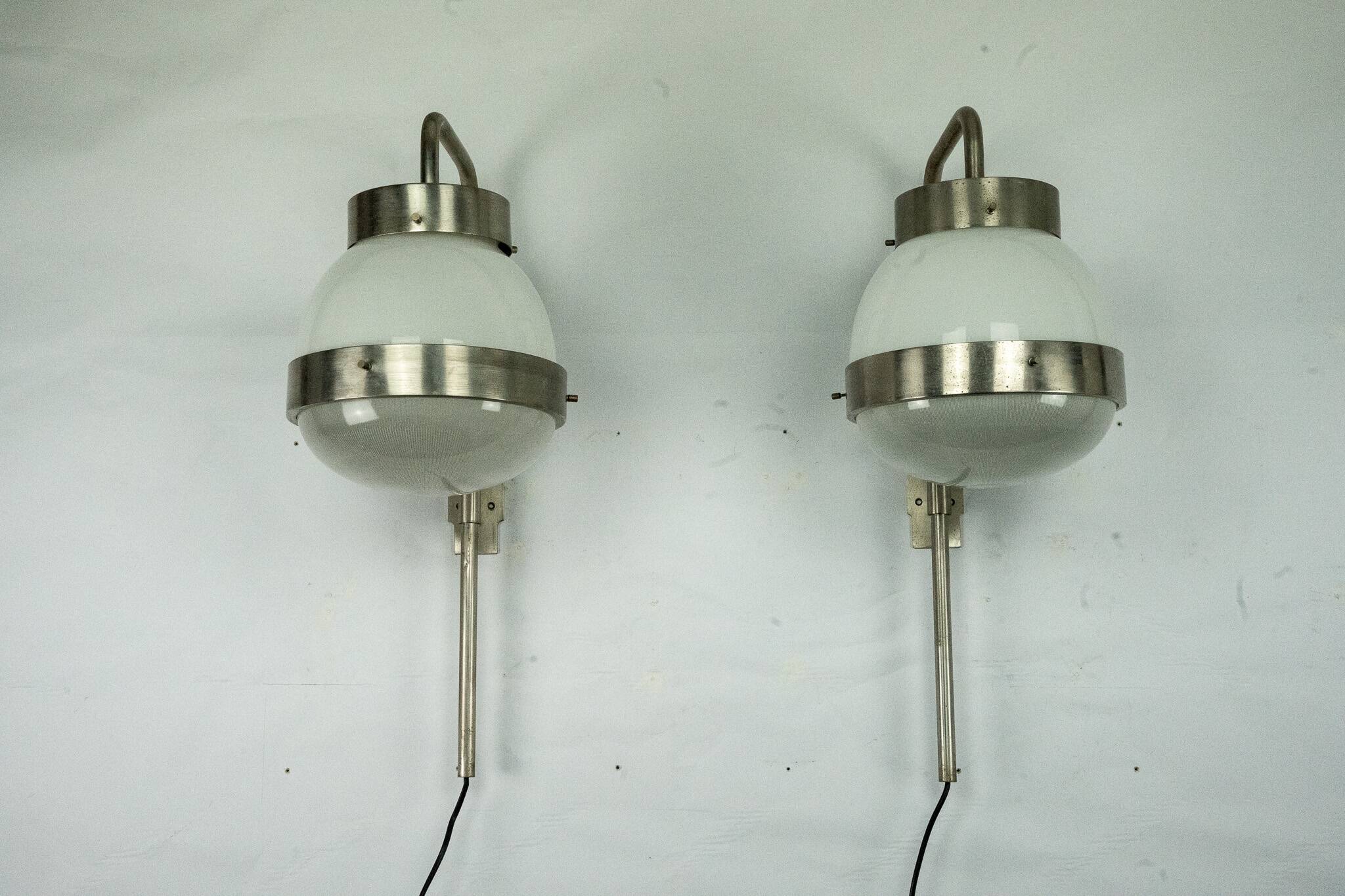 Pair of Delta wall lamps by Sergio Mazza for Artemide. Italy 1960sPair of D