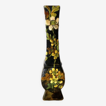 Vase soliflore ancien  décor floral,1900