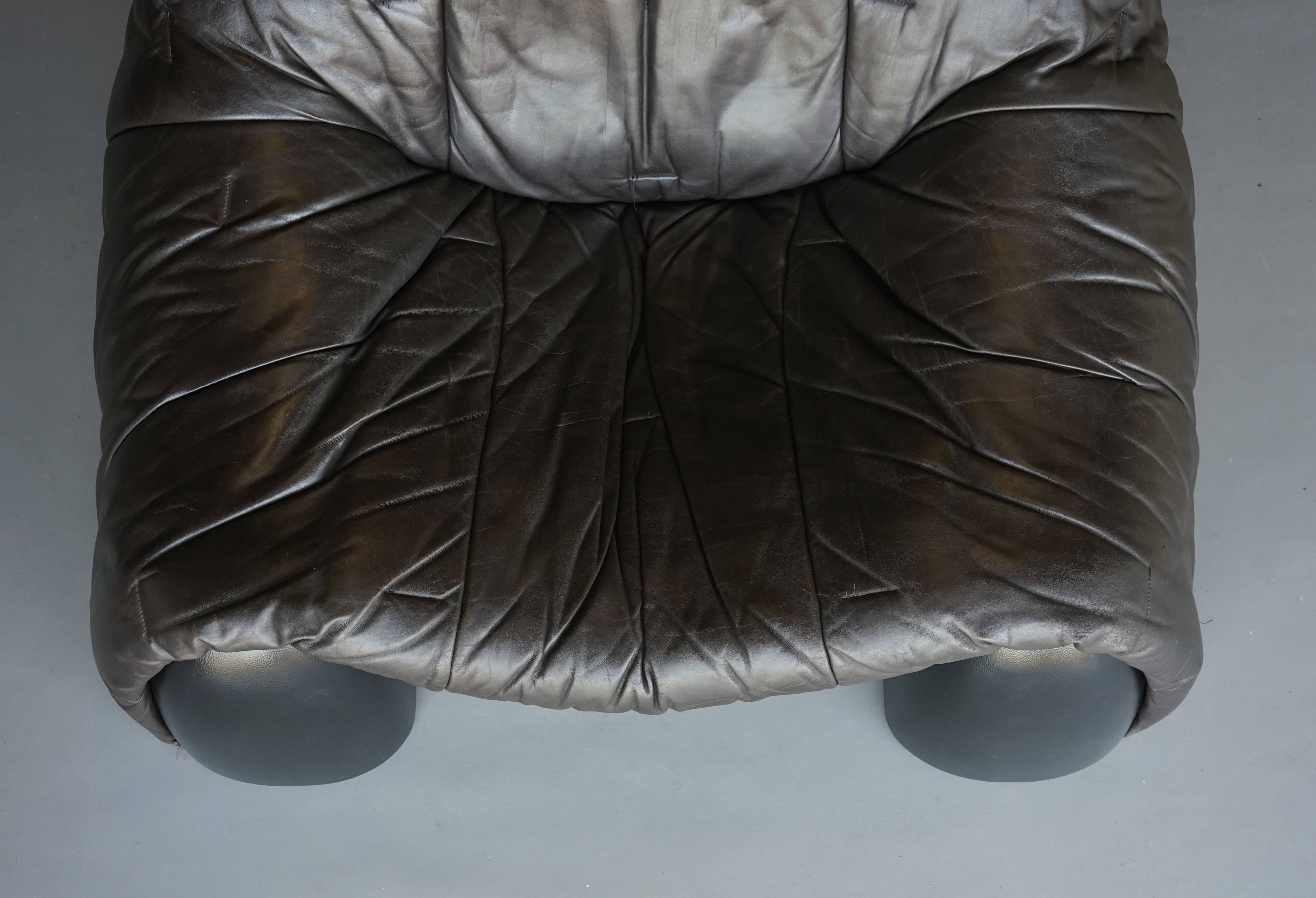 Amak Lounge Chair in brown leather by Annie Hieronimus for Cinna, 1980s