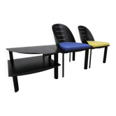 Ensemble 2 fauteuils + table basse design patrice bonneau genexco 1980