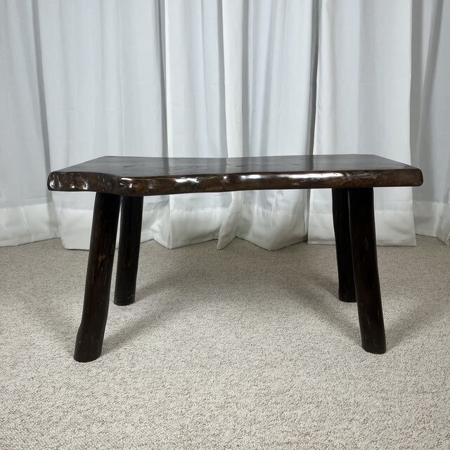 Rustic solid wood coffee table, Wabi-Sabi style, 1970s.