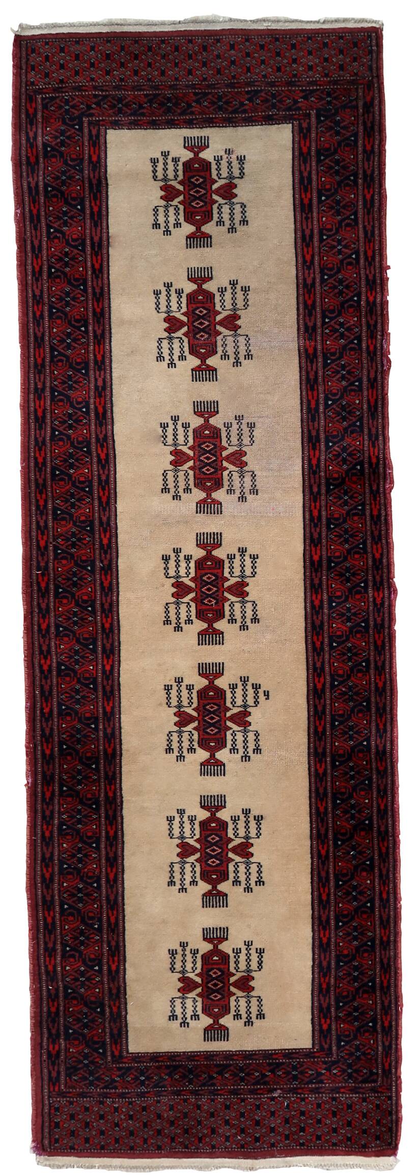 Tapis coureur vintage ouzbek Bukhara fait main en laine – 61 x 190 cm – Ann