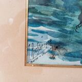 Antique Watercolor Painting Signed J.Richter "Marne a Gournay"