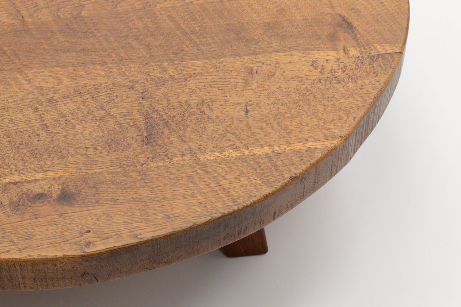 French oak brutalist artisan coffee table, 70s.