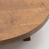 French oak brutalist artisan coffee table, 70s.