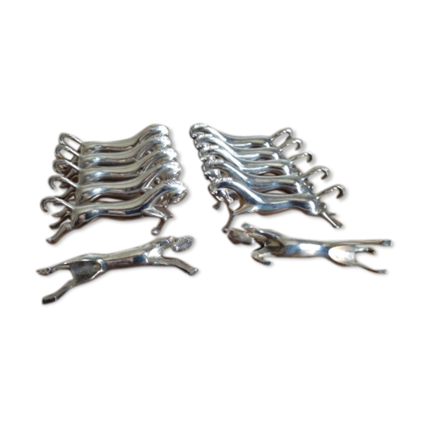 6 Metal horse knife holders