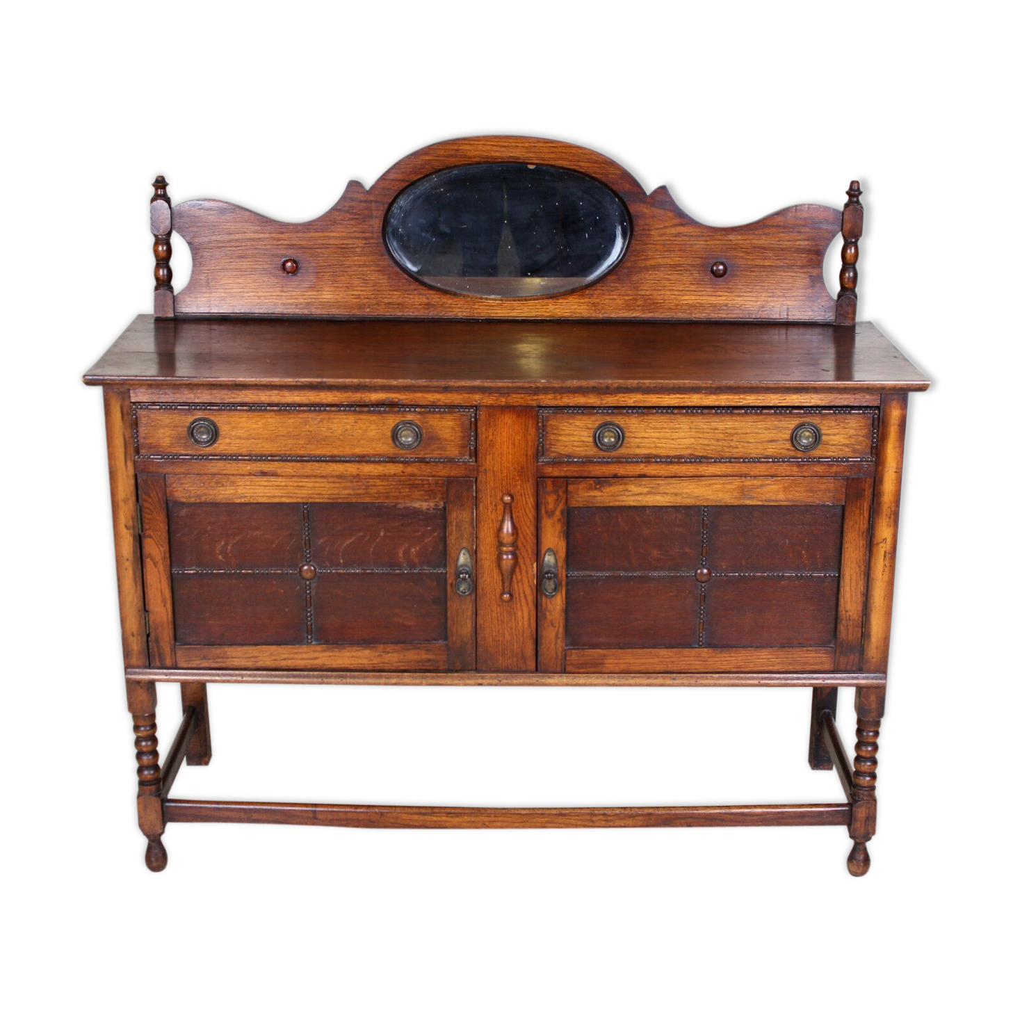 Dressing table in oak carved arts & crafts