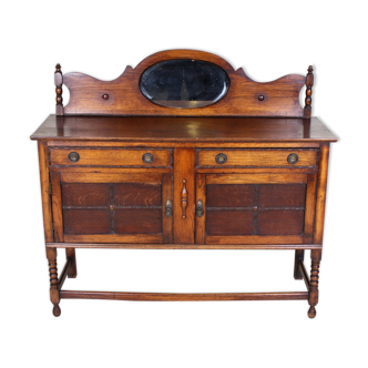 Dressing table in oak carved arts & crafts