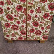 Armoire - penderie - Ancienne - Bois - Tissu Floral - Artisanal