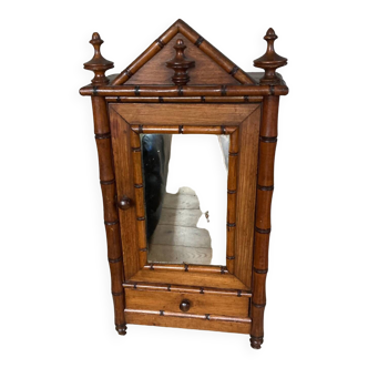 Armoire lingère Napoléon III époque XIXe, décor Bambou