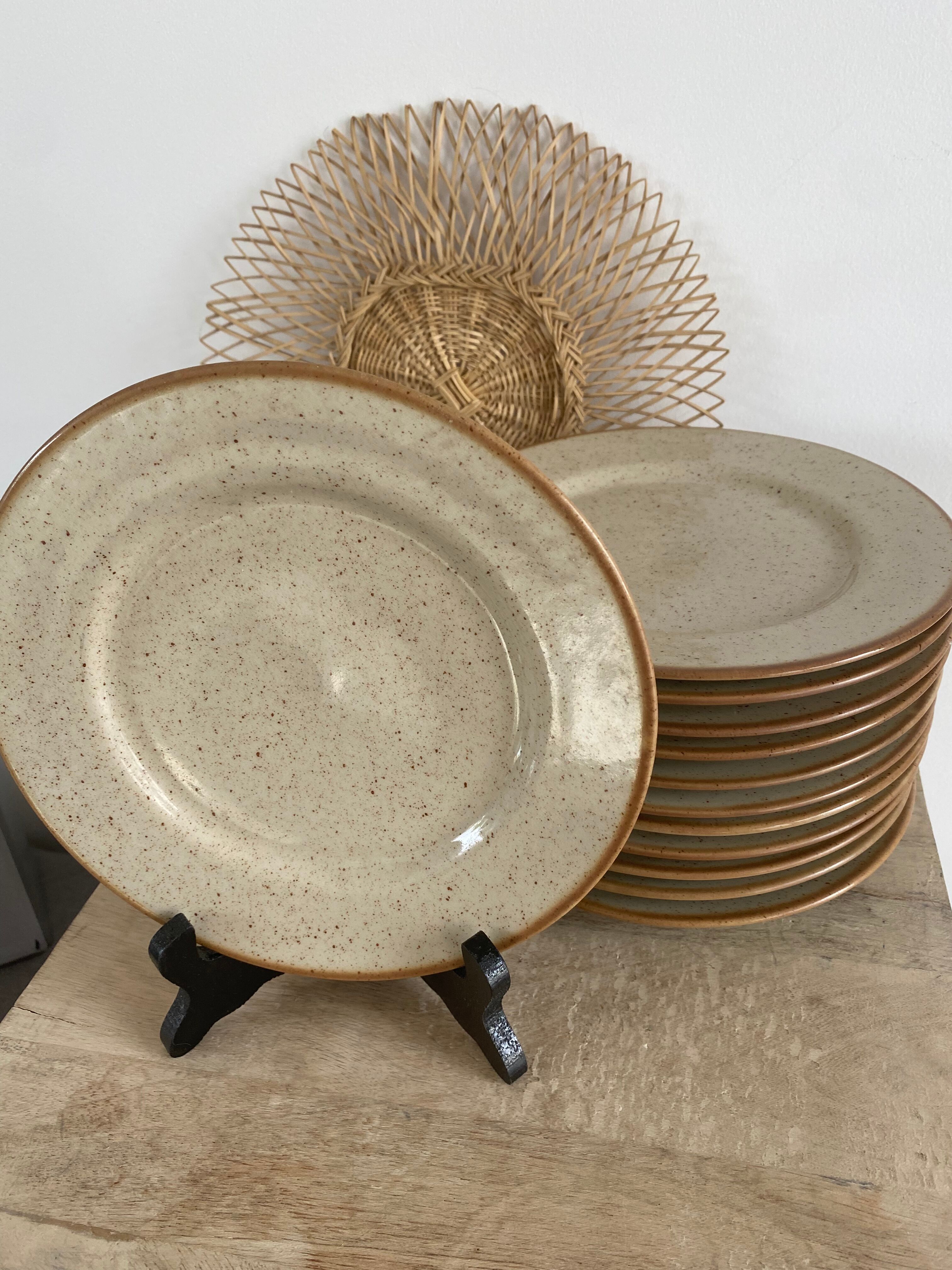 Set of 12 dessert plates in Tulowice Poland 50s stoneware