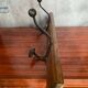 Old wooden coat rack + 2 double black metal hooks